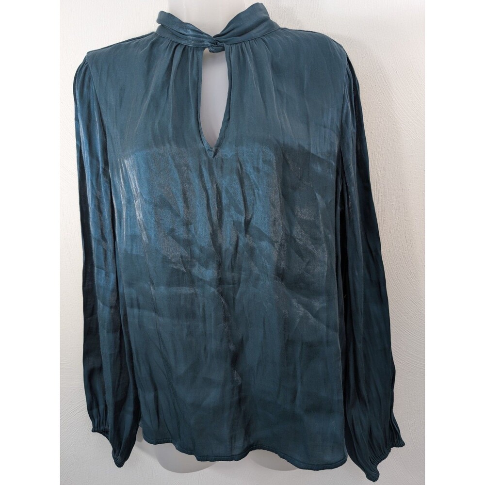 Nine West XL Dressy Blouse Deep Emerald/Blue Keyhole Front/Back